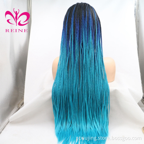 Glueless Afro Synthetic Fiber Braid Wig Ombre Long Hair Wigs For Black Women